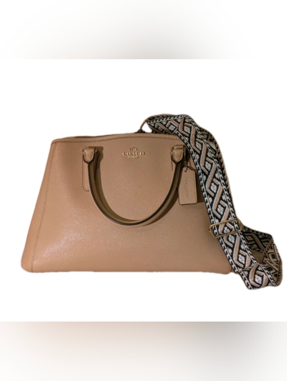 Coach Christie 57525 Beautiful Beige Cross-grain Leather Satchel Bag
